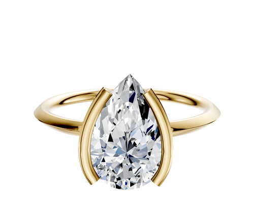 14K Yellow Gold Bezel Half Bezel North/South Classic Knife Edge 1.5mm Engagement Ring