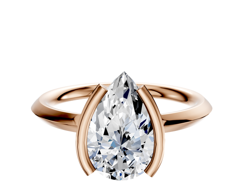 18K Rose Gold Bezel Half Bezel North/South Classic Knife Edge 2.0mm Engagement Ring