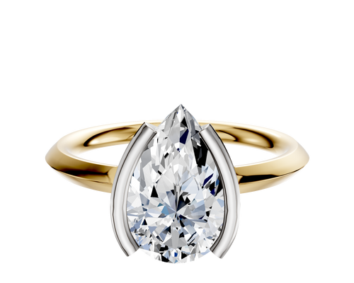 14K Two Tone Bezel Half Bezel North/South Classic Knife Edge 2.0mm Engagement Ring