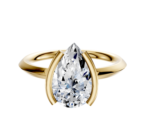 14K Yellow Gold Bezel Half Bezel North/South Classic Knife Edge 2.0mm Engagement Ring