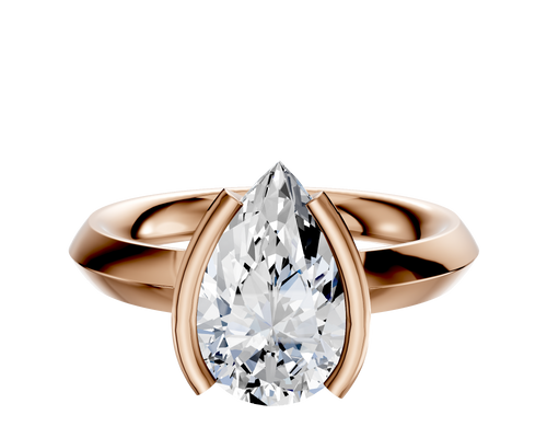 18K Rose Gold Bezel Half Bezel North/South Classic Knife Edge 3.0mm Engagement Ring