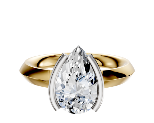 18K Two Tone Bezel Half Bezel North/South Classic Knife Edge 3.0mm Engagement Ring