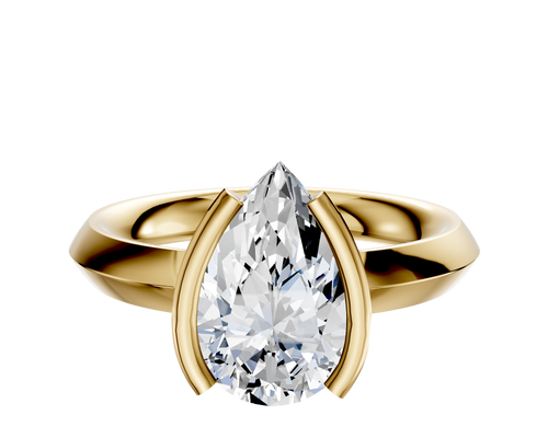 18K Yellow Gold Bezel Half Bezel North/South Classic Knife Edge 3.0mm Engagement Ring