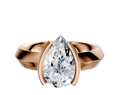 14K Rose Gold Bezel Half Bezel North/South Classic Knife Edge 4.0mm Engagement Ring