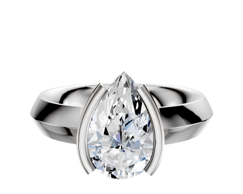 14K White Gold Bezel Half Bezel North/South Classic Knife Edge 4.0mm Engagement Ring