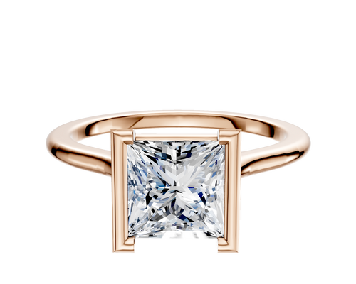 18K Rose Gold Bezel Half Bezel North/South Cathedral Dome 1.5mm Engagement Ring