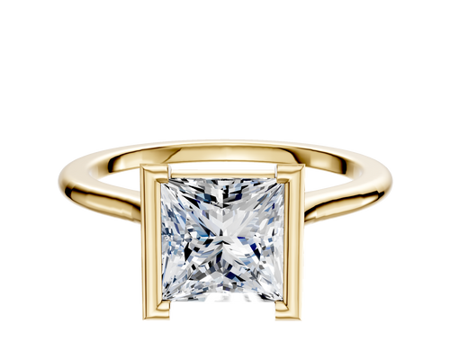 18K Yellow Gold Bezel Half Bezel North/South Cathedral Dome 1.5mm Engagement Ring