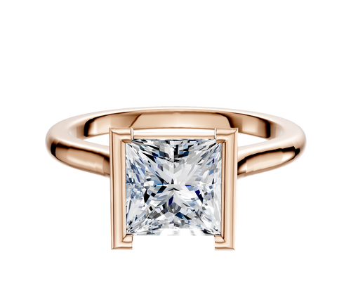 18K Rose Gold Bezel Half Bezel North/South Cathedral Dome 2.0mm Engagement Ring