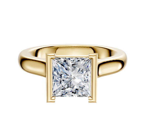 18K Yellow Gold Bezel Half Bezel North/South Cathedral Dome 3.0mm Engagement Ring