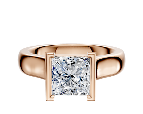 18K Rose Gold Bezel Half Bezel North/South Cathedral Dome 4.0mm Engagement Ring