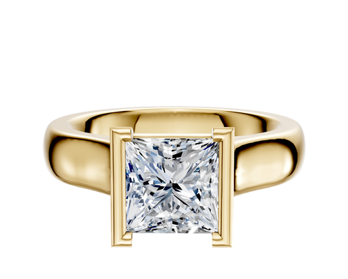 18K Yellow Gold Bezel Half Bezel North/South Cathedral Dome 4.0mm Engagement Ring