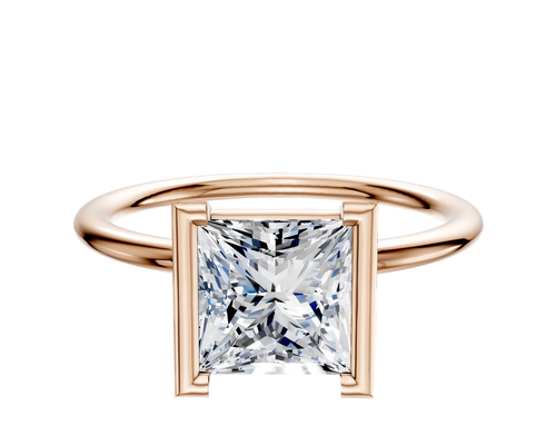 14K Rose Gold Bezel Half Bezel North/South Classic Dome 1.5mm Engagement Ring
