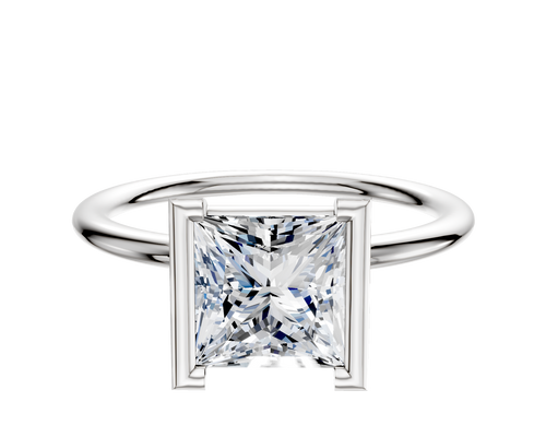 14K White Gold Bezel Half Bezel North/South Classic Dome 1.5mm Engagement Ring