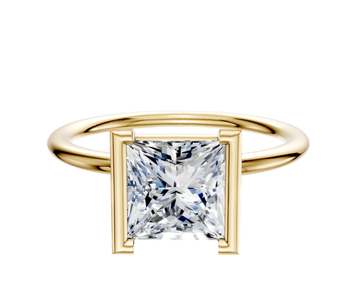18K Yellow Gold Bezel Half Bezel North/South Classic Dome 1.5mm Engagement Ring