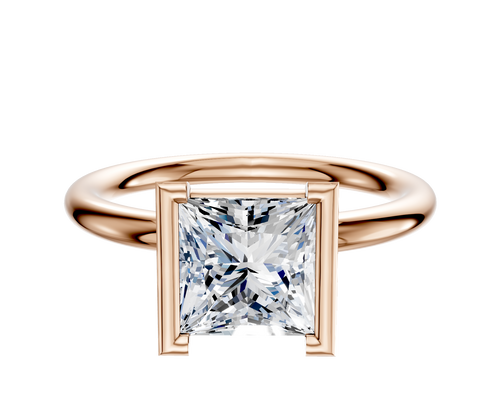 14K Rose Gold Bezel Half Bezel North/South Classic Dome 2.0mm Engagement Ring