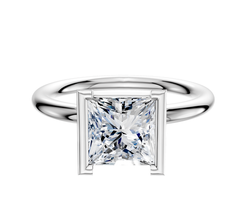 14K White Gold Bezel Half Bezel North/South Classic Dome 2.0mm Engagement Ring