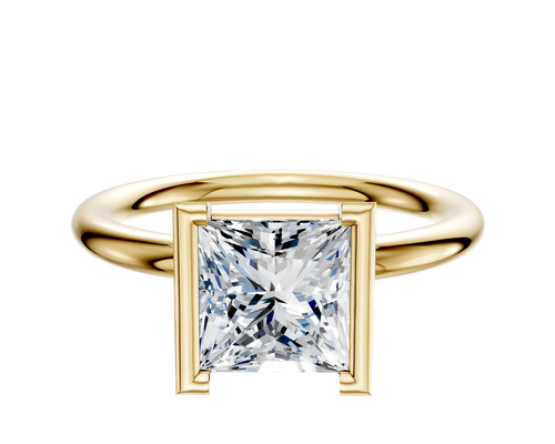 18K Yellow Gold Bezel Half Bezel North/South Classic Dome 2.0mm Engagement Ring
