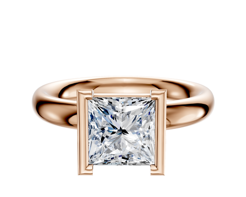 14K Rose Gold Bezel Half Bezel North/South Classic Dome 3.0mm Engagement Ring