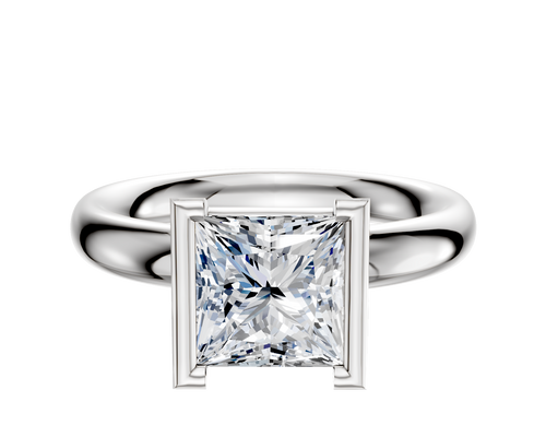 Platinum Bezel Half Bezel North/South Classic Dome 3.0mm Engagement Ring