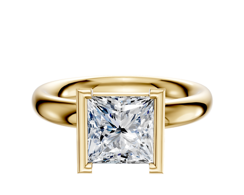 14K Yellow Gold Bezel Half Bezel North/South Classic Dome 3.0mm Engagement Ring
