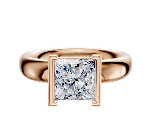 18K Rose Gold Bezel Half Bezel North/South Classic Dome 4.0mm Engagement Ring
