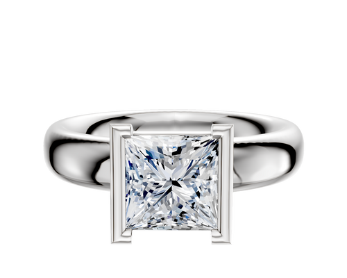 18K White Gold Bezel Half Bezel North/South Classic Dome 4.0mm Engagement Ring