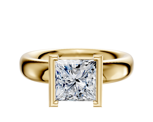14K Yellow Gold Bezel Half Bezel North/South Classic Dome 4.0mm Engagement Ring