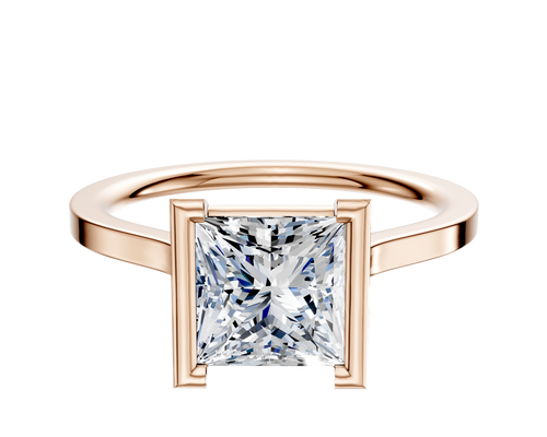 14K Rose Gold Bezel Half Bezel North/South Cathedral Flat 1.5mm Engagement Ring