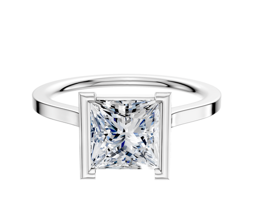 18K White Gold Bezel Half Bezel North/South Cathedral Flat 1.5mm Engagement Ring