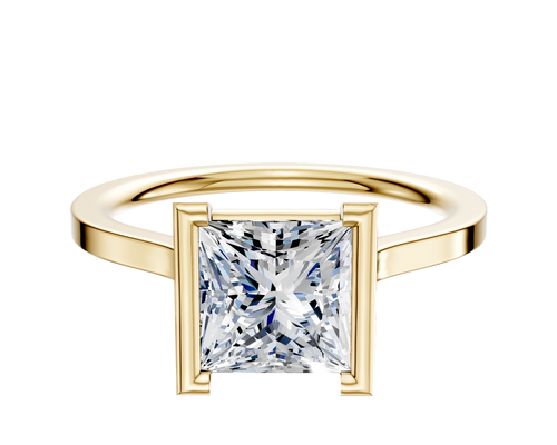 18K Yellow Gold Bezel Half Bezel North/South Cathedral Flat 1.5mm Engagement Ring