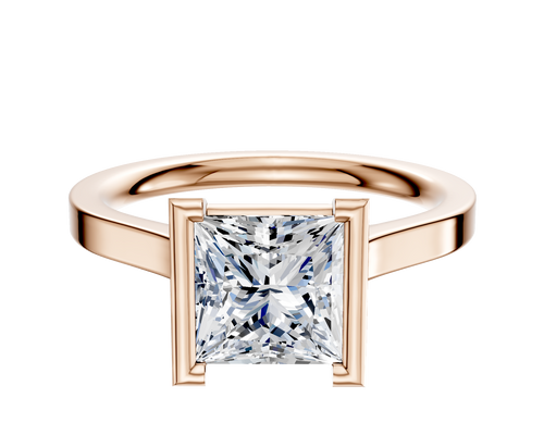 18K Rose Gold Bezel Half Bezel North/South Cathedral Flat 2.0mm Engagement Ring
