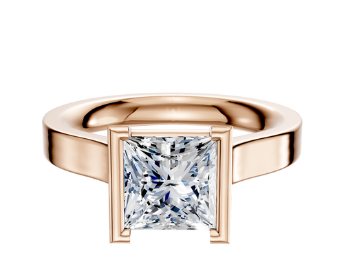 18K Rose Gold Bezel Half Bezel North/South Cathedral Flat 3.0mm Engagement Ring