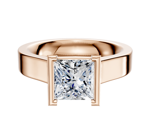 18K Rose Gold Bezel Half Bezel North/South Cathedral Flat 4.0mm Engagement Ring
