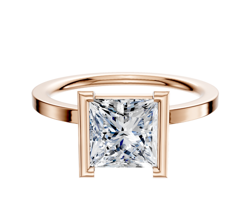 14K Rose Gold Bezel Half Bezel North/South Classic Flat 1.5mm Engagement Ring