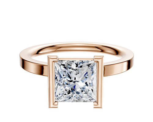 14K Rose Gold Bezel Half Bezel North/South Classic Flat 2.0mm Engagement Ring