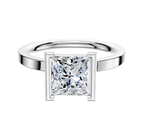 18K White Gold Bezel Half Bezel North/South Classic Flat 2.0mm Engagement Ring