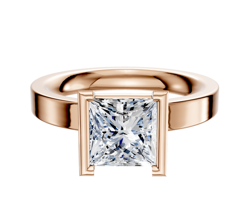18K Rose Gold Bezel Half Bezel North/South Classic Flat 3.0mm Engagement Ring