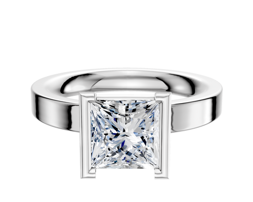 18K White Gold Bezel Half Bezel North/South Classic Flat 3.0mm Engagement Ring