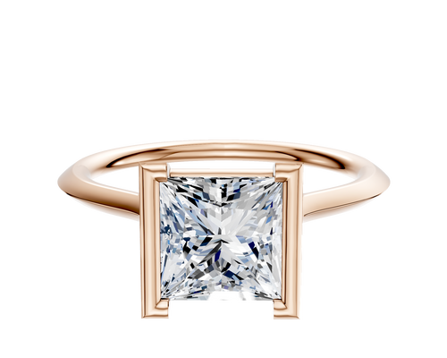 18K Rose Gold Bezel Half Bezel North/South Cathedral Knife Edge 1.5mm Engagement Ring
