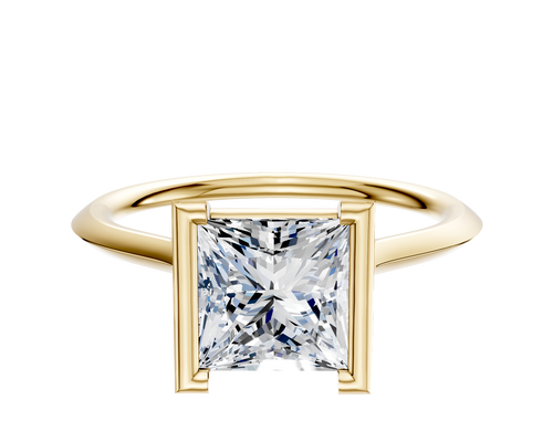 18K Yellow Gold Bezel Half Bezel North/South Cathedral Knife Edge 1.5mm Engagement Ring