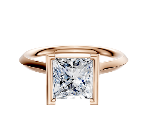 18K Rose Gold Bezel Half Bezel North/South Cathedral Knife Edge 2.0mm Engagement Ring