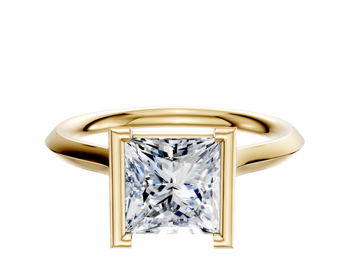 18K Yellow Gold Bezel Half Bezel North/South Cathedral Knife Edge 2.0mm Engagement Ring