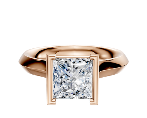 14K Rose Gold Bezel Half Bezel North/South Cathedral Knife Edge 3.0mm Engagement Ring