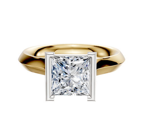 14K Two Tone Bezel Half Bezel North/South Cathedral Knife Edge 3.0mm Engagement Ring