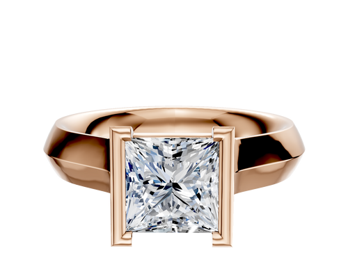 14K Rose Gold Bezel Half Bezel North/South Cathedral Knife Edge 4.0mm Engagement Ring