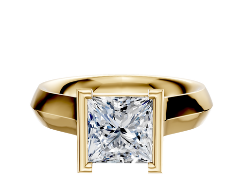 18K Yellow Gold Bezel Half Bezel North/South Cathedral Knife Edge 4.0mm Engagement Ring