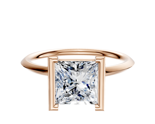 18K Rose Gold Bezel Half Bezel North/South Classic Knife Edge 1.5mm Engagement Ring