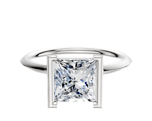 18K White Gold Bezel Half Bezel North/South Classic Knife Edge 1.5mm Engagement Ring
