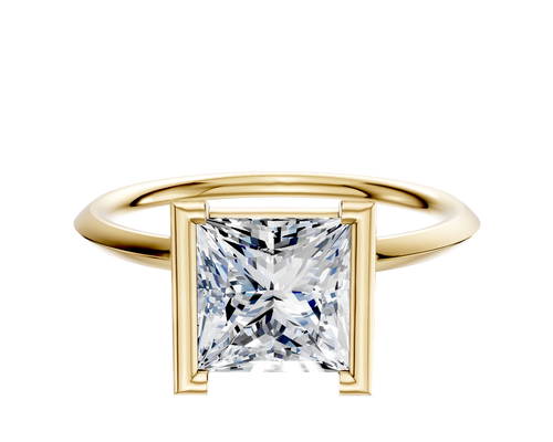 18K Yellow Gold Bezel Half Bezel North/South Classic Knife Edge 1.5mm Engagement Ring