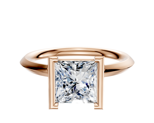 14K Rose Gold Bezel Half Bezel North/South Classic Knife Edge 2.0mm Engagement Ring